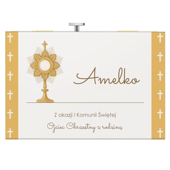 Pamiątka Komunii Świętej Prezent Komunia Szkatułka Pozytywka z Szufladką