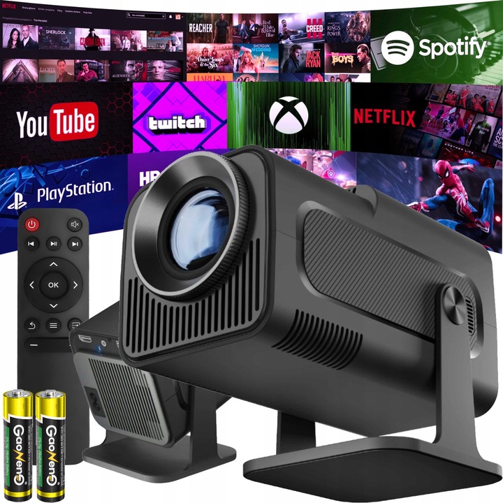 PROJEKTOR RZUTNIK ANDROID TV WIFI FULL HD PRZENOŚNY SMART GŁOŚNIK OBROTOWY