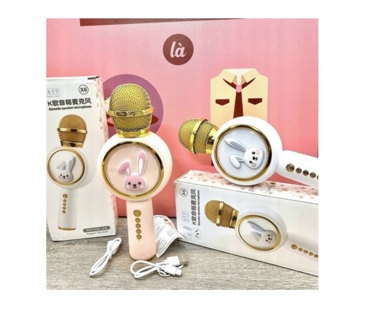 Mikrofon bezprzewodowy KARAOKE głośnik BLUETOOTH SŁODKI KRÓLIK dla