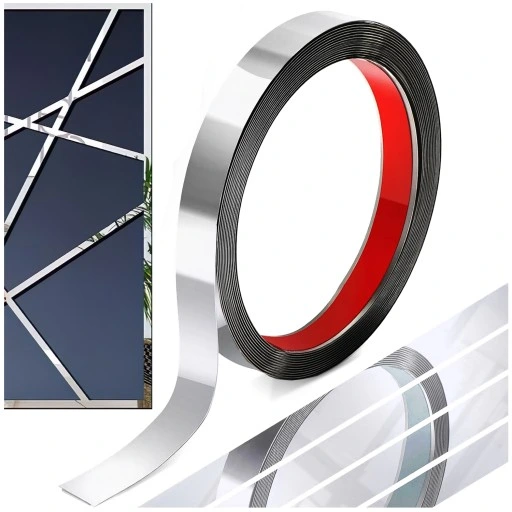 Listwy Chrom Taśma Ozdobna Samoprzylepna Srebrna Dekoracyjna Lustro 2cm 10m