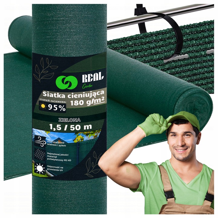Siatka Cieniująca 1,5x50m Maskująca 95% Osłona Mata Na ogrodzenie Płot