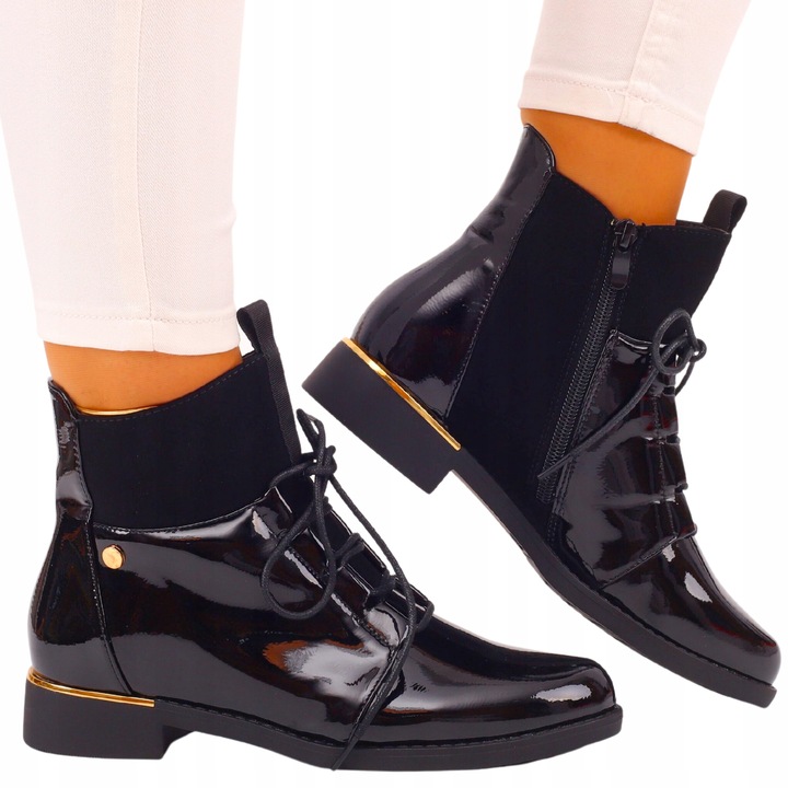 BOTKI DAMSKIE GLANY BUTY OCIEPLANE NA SUWAK