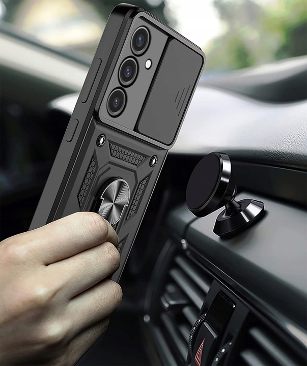 Etui do Samsung A56 5G PANCERNE SLIDE RING CASE + SZKŁO 9H