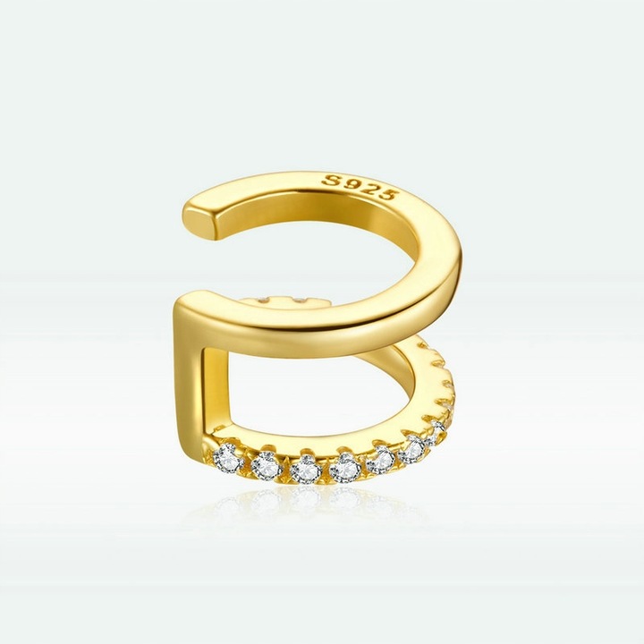 Złoty Kolczyk Nausznica Podwójna Kolczyk Srebro