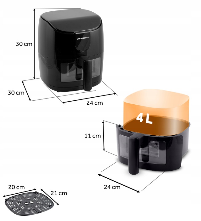 FRYTKOWNICA BEZTŁUSZCZOWA AIR FRYER FRYTOWNICA 4L BERDSEN 1500W