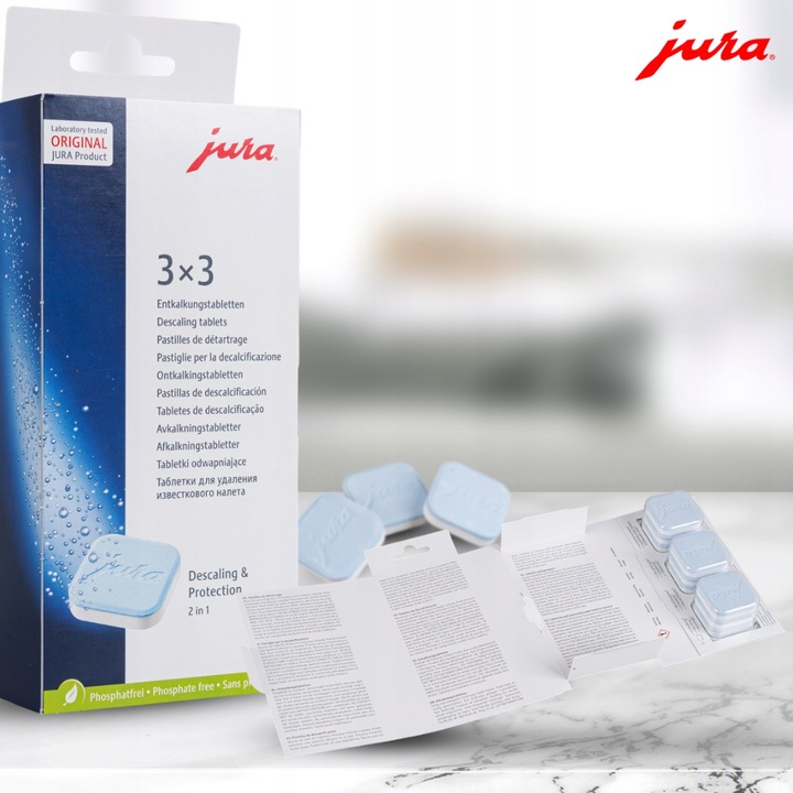 TABLETKI ODKAMIENIAJĄCE DO EKSPRESU 3X3 DO ODKAMIENIANIA JURA 9 SZT