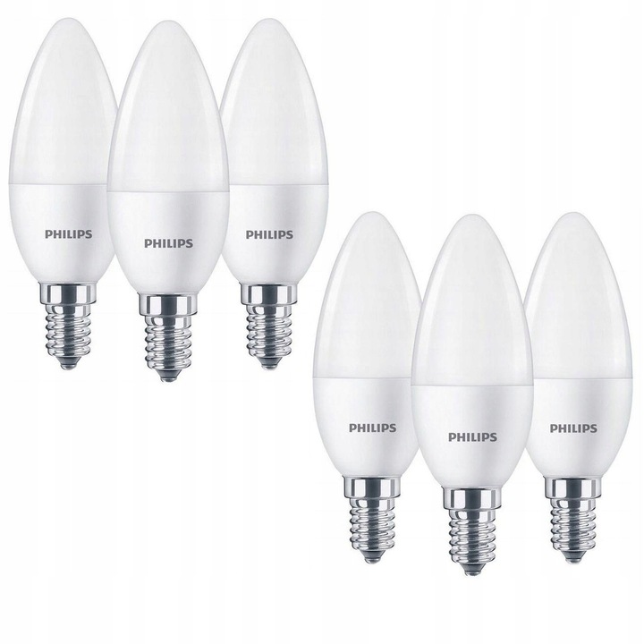 6x Żarówka LED PHILIPS świeczka E14 5W = 40W 470 lumenów barwa ciepła