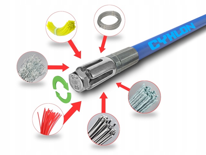 MOCNY OBROTOWY ZESTAW CYKLON DO CZYSZCZENIA KOMINA OD DOŁU 8M + 3