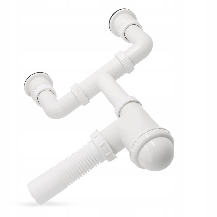 Syfon Zlewu DWUKOMOROWEGO 50 mm Odpływ PODWÓJNY Zlewozmywaka Sitko Manua W2