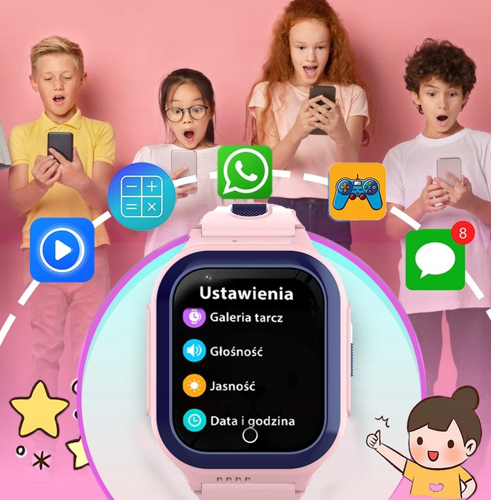 SMARTWATCH DLA DZIECI ZEGAREK TELEFON GPS SMS ROZMOWY MP3 WIBRACJA Z GRAMI