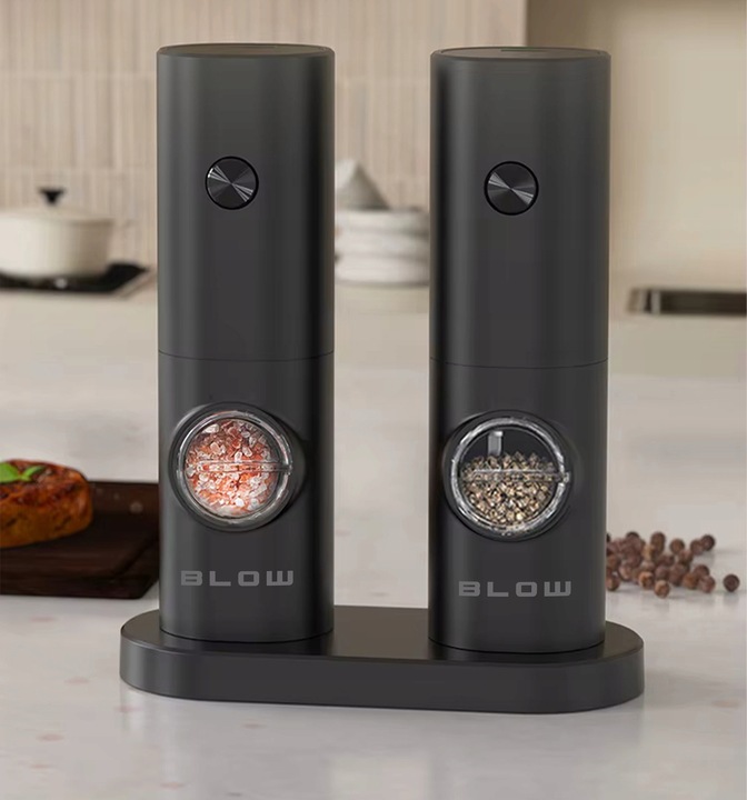 ELEKTRYCZNY MŁYNEK DO SOLI I PIEPRZU PRZYPRAW REGULACJA PODSTAWKA