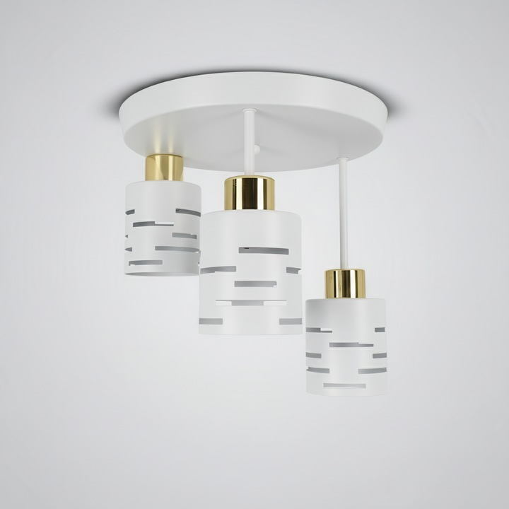 Lampa Sufitowa LED 3X E27 Żyrandol Plafon Natynkowy Oprawa Biała Salon