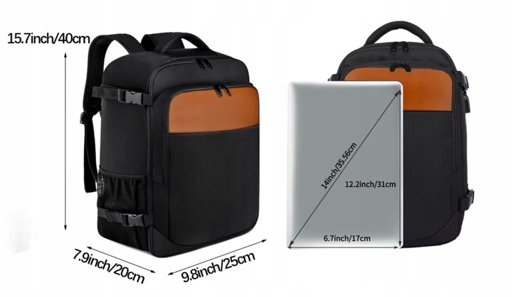 Plecak RYANAIR podróżny 40x25x20 do samolotu lekki bagaż podręczny Solidny