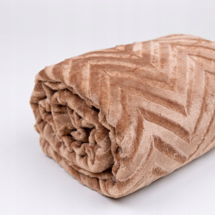 CIEPŁY KOC OZDOBNY NARZUTA NA ŁÓŻKO PREZENT PLED 200X220 CM BRĄZOWY WZÓR