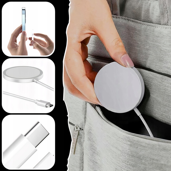 ŁADOWARKA INDUKCYJNA + SZYBKOŁADOWARKA DO IPHONE 15/20W USB-C - LIGHTING