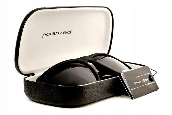 OKULARY NERDY PRZECIWSŁONECZNE POLARYZACYJNE UV KLASYCZNE CZARNE Z ETUI