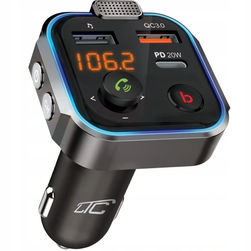 TRANSMITER FM BLUETOOTH SZYBKA ŁADOWARKA QC USB PD