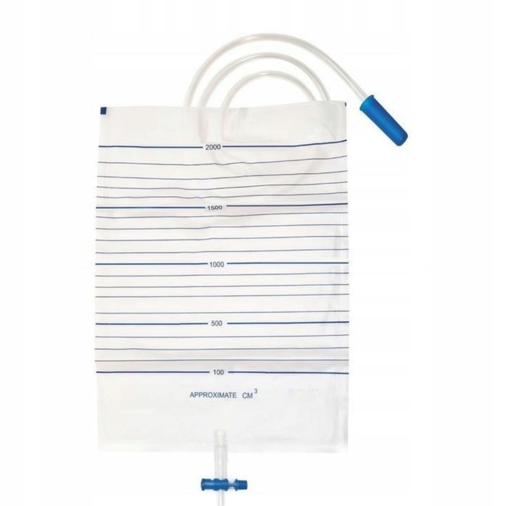 10 x WOREK DO ZBIÓRKI MOCZU 2000 ML 1 SZT 2L STERYLNY Z ZAWOREM