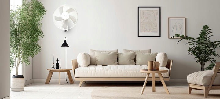 WENTYLATOR ŚCIENNY z PILOTEM Wiatrak na Ścianę BIAŁY 45W OSCYLACJA