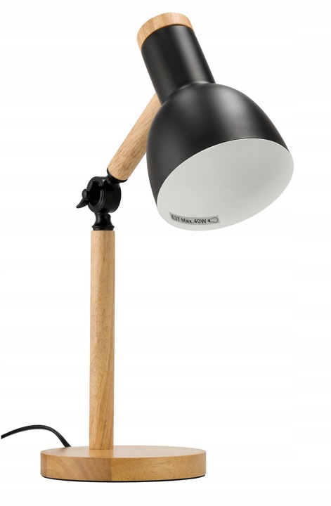 Lampka Na Biurko Do Czytania Drewniana E27 Stojąca + Podwójna Regulacja