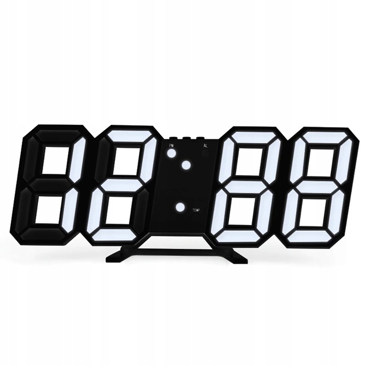 ZEGAR ELEKTRONICZNY WYŚWIETLACZ LED BUDZIK TERMOMETR ALARM DATA CZARNY