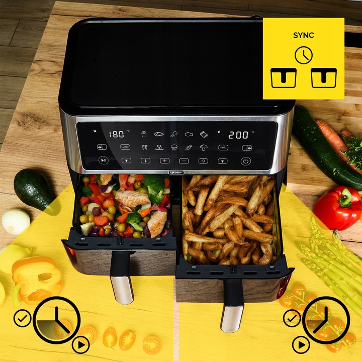 Frytkownica beztłuszczowa Dwukomorowa 10L Air Fryer Yoer 2850W 10