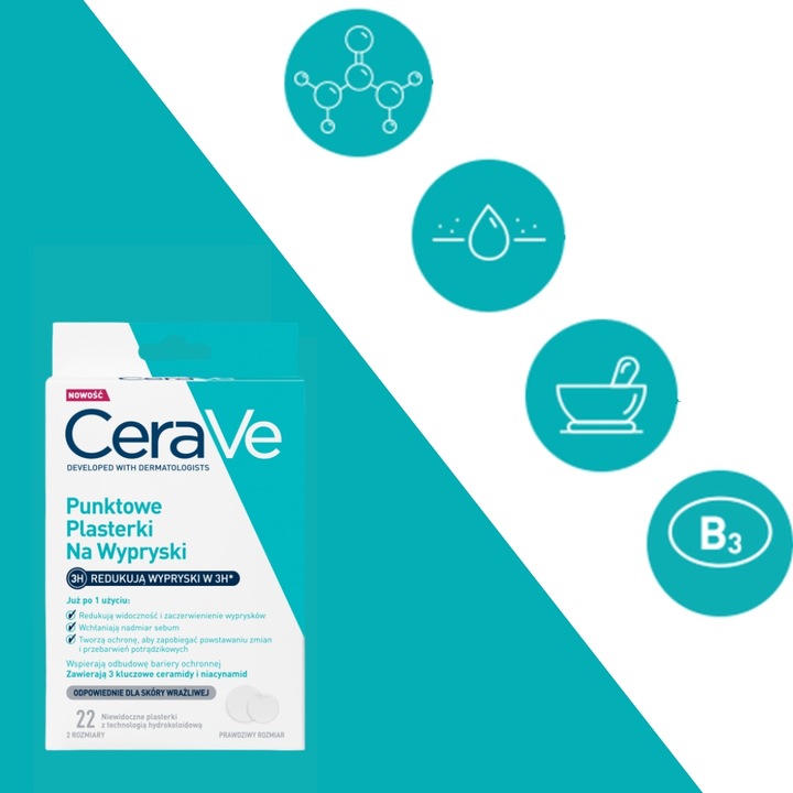 CeraVe Plasterki na niedoskonałości, 2x Żel myjący 236ml + GRATIS