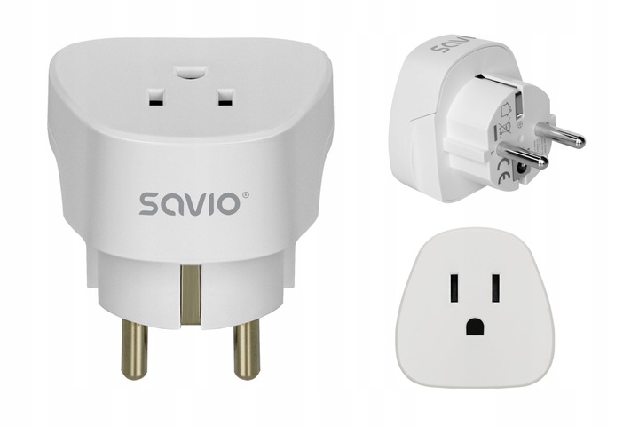 Adapter podróżny Przejciówka USA na EU Gniazdo US Wtyczka EU PL SAVIO
