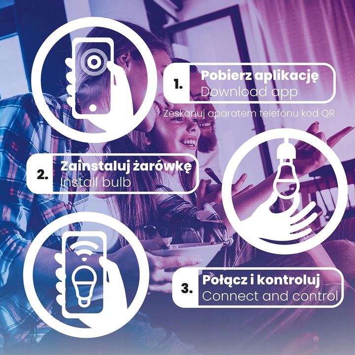 Żarówka LED E27 A60 9W = 60W RGB TUYA Ściemnialna Inteligentna WiFi