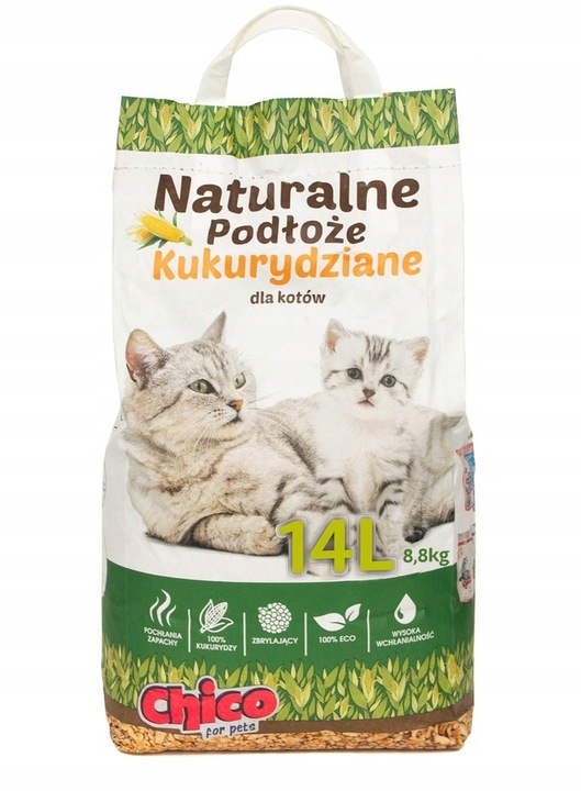 Chico Corn Cat Żwirek Zbrylający Kukurydziany Podłoże Dla Kota 14L