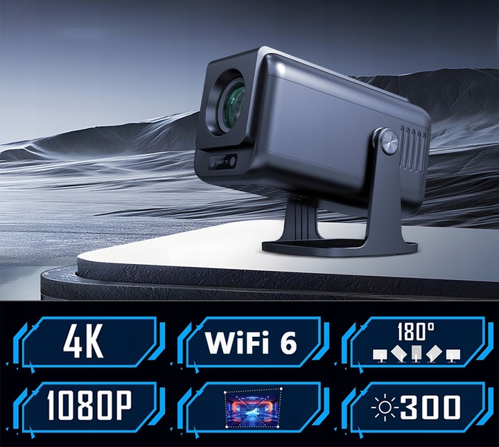 PROJEKTOR RZUTNIK HY320 PRO 4K PRZENOŚNY ANDROID13 LED 1080P WIFI SMART TV