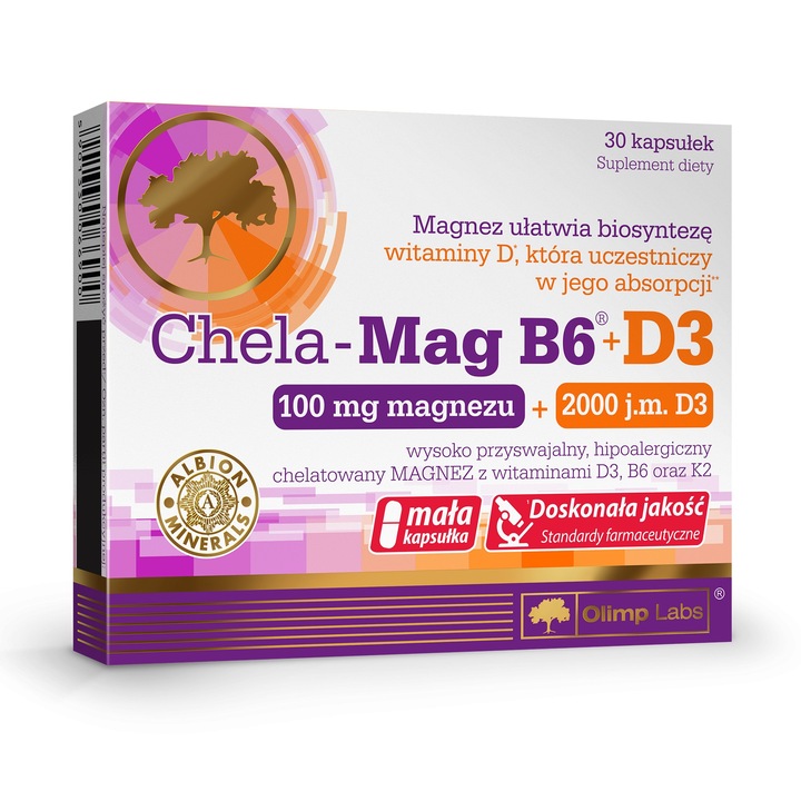 OLIMP CHELA-MAG B6+D3 33X0kaps MAGNEZ WITAMINA D3 B6 K2 MINERAŁY