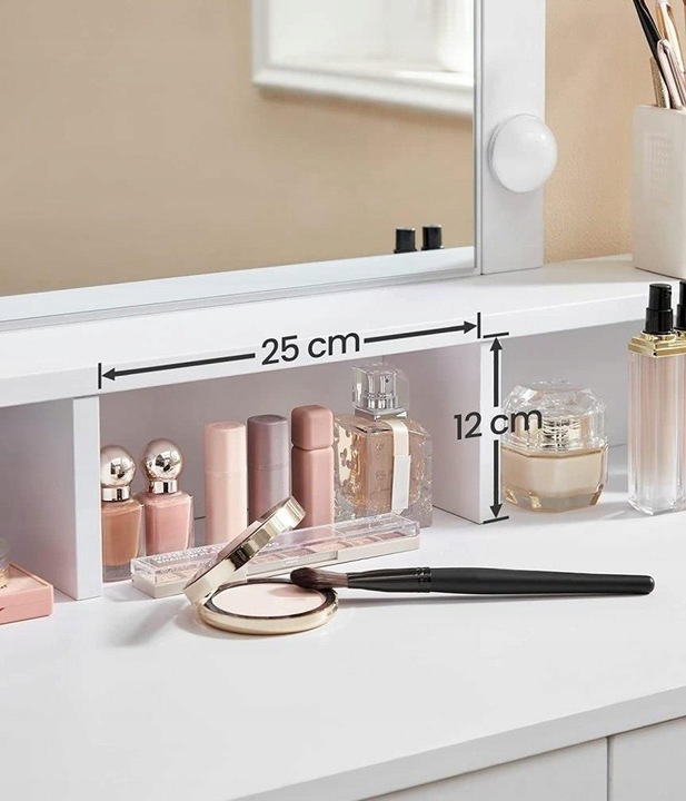 Toaletka biała lustro kosmetyczna oświetlenie 9 LED