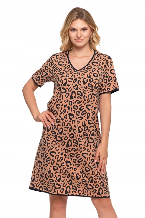 Koszula Damska Nocna Piżama PANTERKA Modna Bawełniana Krótki Rękaw MORAJ L