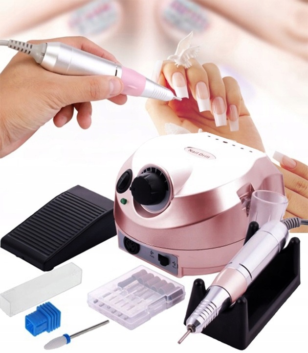 FREZARKA DO PAZNOKCI MANICURE PEDICURE 65W PROFESJONALNA MOCNA + FREZY