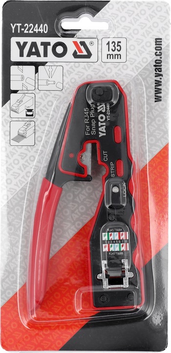 YATO SZCZYPCE 135MM DO ZACISKANIA WTYKÓW PRZELOTOWYCH WTYCZEK RJ45