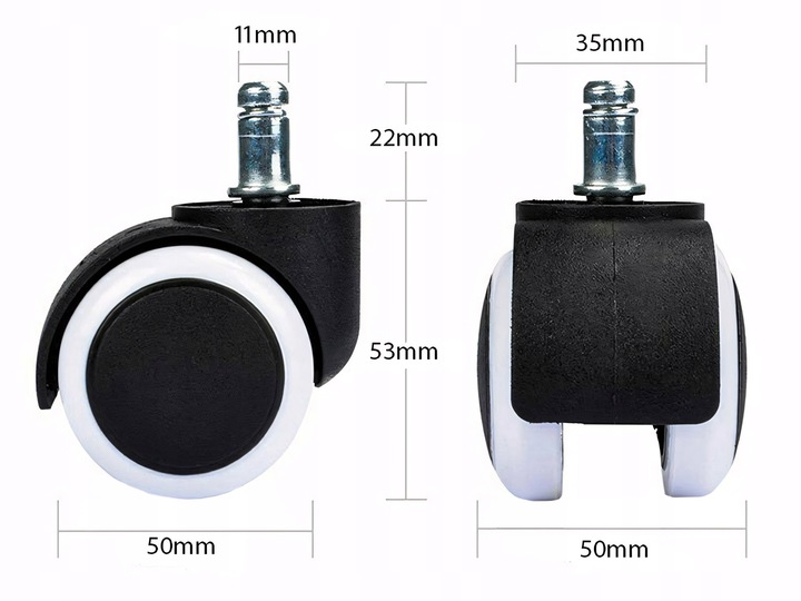 KÓŁKA DO FOTELA OBROTOWEGO 5X KRZESŁA NIE RYSUJĄ PODŁOGI BEZ RYS BIAŁE