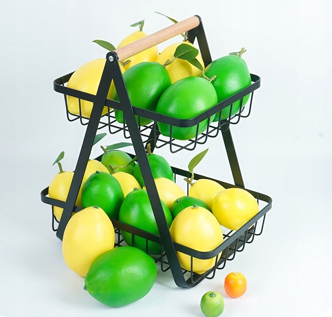 Patera Koszyk DWUPOZIOMOWY na owoce warzywa metalowy czarny 2 poziomy