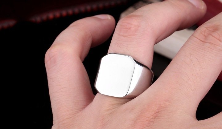 POLEROWANY STALOWY SYGNET STAL 316L JAKOŚĆ R.15