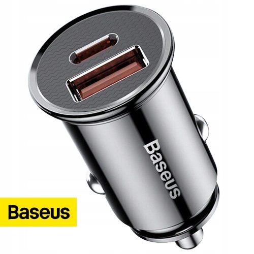 BASEUS MOCNA SZYBKA ŁADOWARKA SAMOCHODOWA USB USB-C TYP-C PD 30W QC 3.0 5A