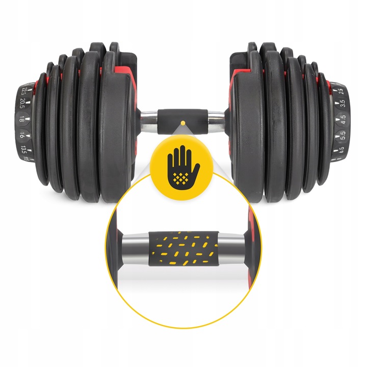 HANTEL REGULOWANY ŻELIWNY Z PODSTAWKĄ HANTLE REGULOWANE 2,5-24KG