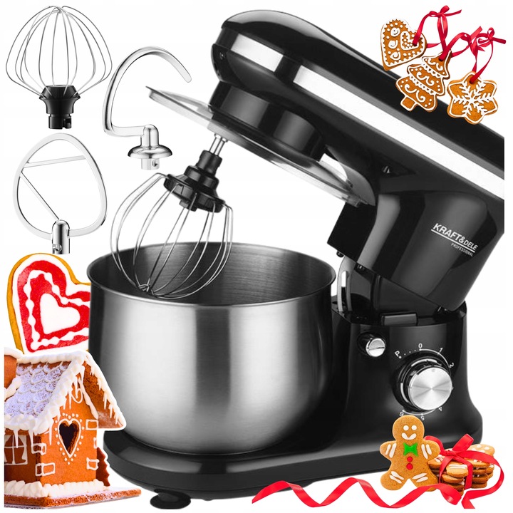 ROBOT PLANETARNY KUCHENNY MIKSER Z MISĄ WIELOFUNKCYJNY MOCNY CZARNY