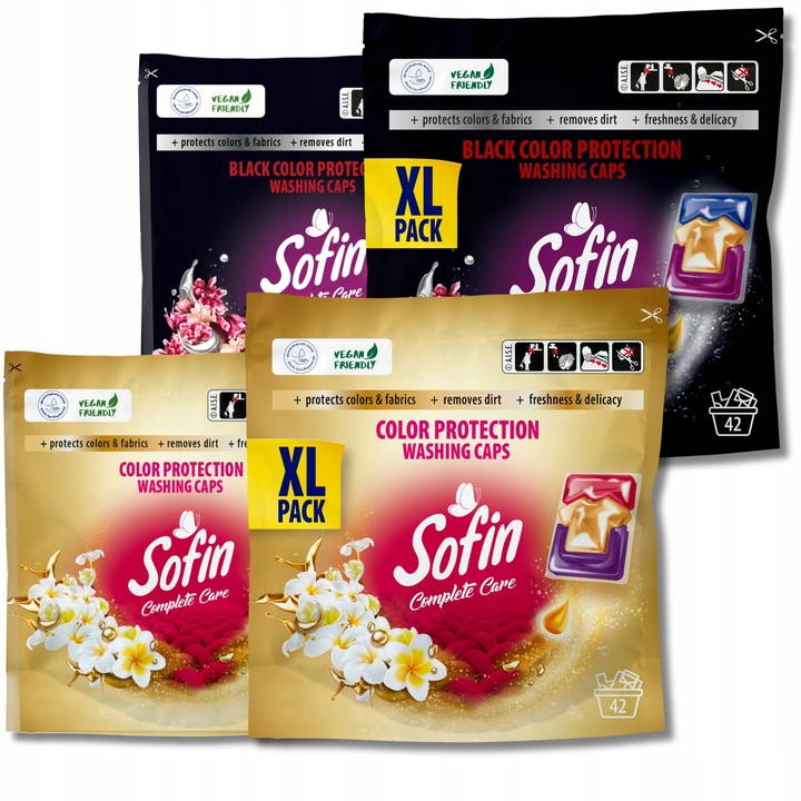 Sofin Kapsułki do Prania Kolorów Ciemnego Czarnego Ochrona Kolorów MIX 66x2