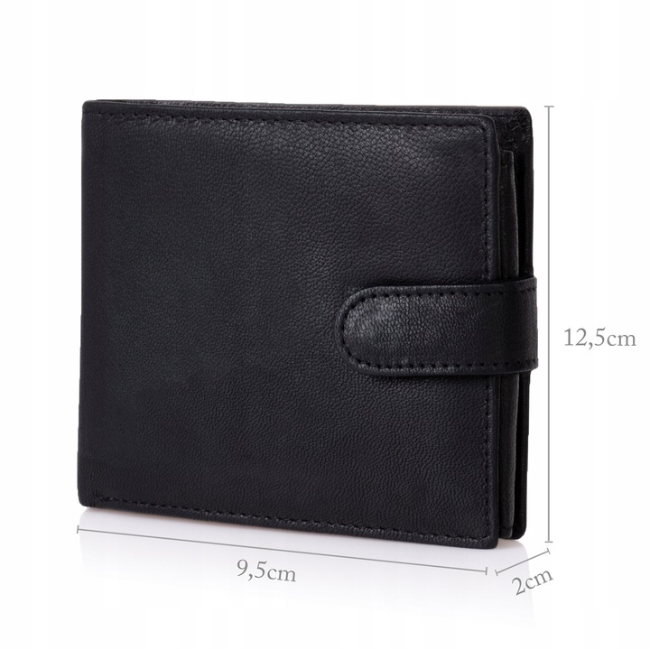 SEPHER Portfel 100% Skórzany Męski CZARNY zatrzask