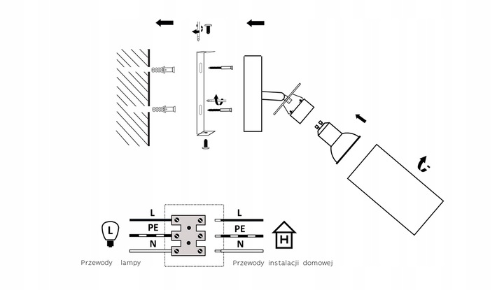 Lampa Ścienna Kinkiet z Włącznikiem Tuba Metal SPOT LED GU10