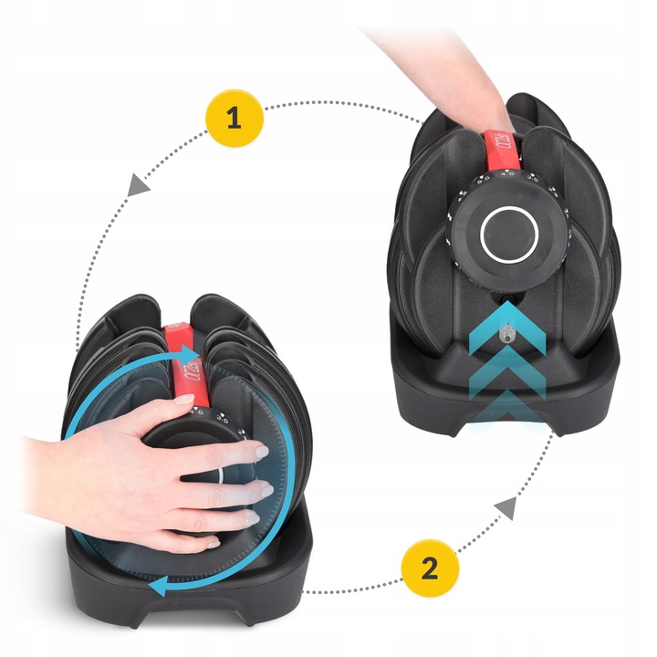 HANTEL REGULOWANY ŻELIWNY Z PODSTAWKĄ HANTLE REGULOWANE 2,5-24KG
