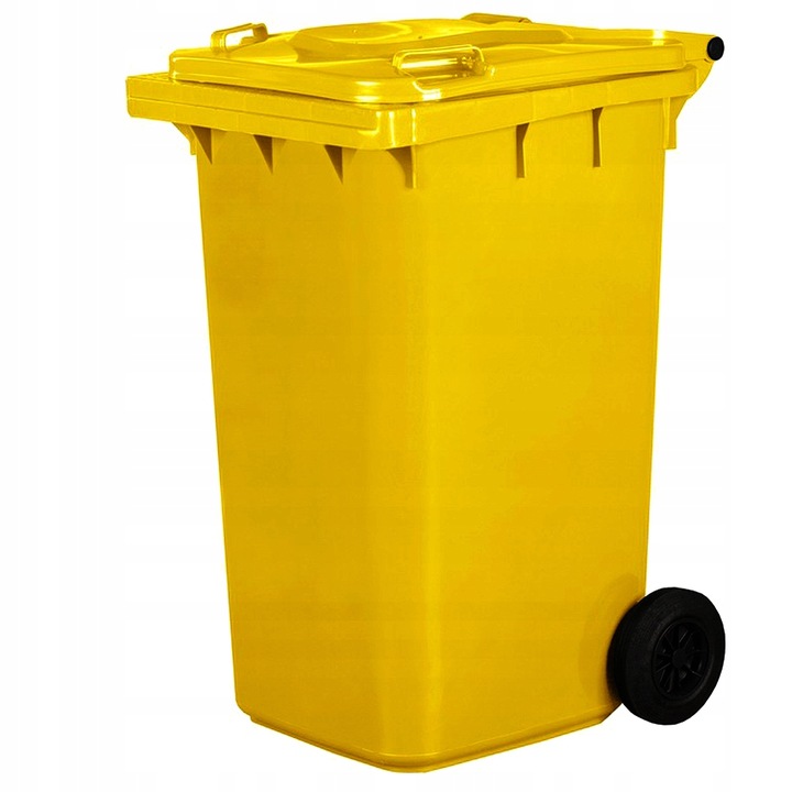 POJEMNIK KOSZ 240L NA ŚMIECI ODPADY-ŻÓŁTY PLASTIK