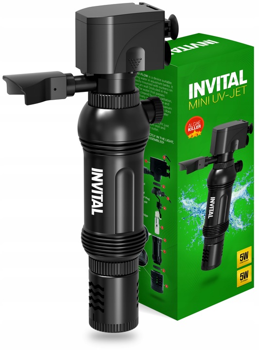 INVITAL Mini lampa UV 5W z pompą