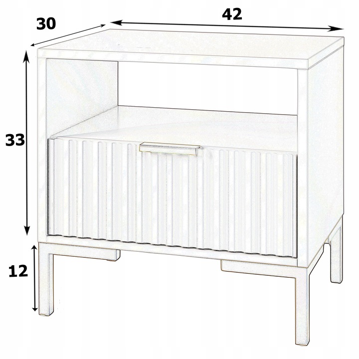 Szafka nocna z ryflowanym frontem KASZMIR/BEŻ stolik nocny złoty