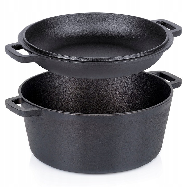 Garnek ŻELIWNY brytfanna brytfanka patelnia do pieczenia smażenia 2w1